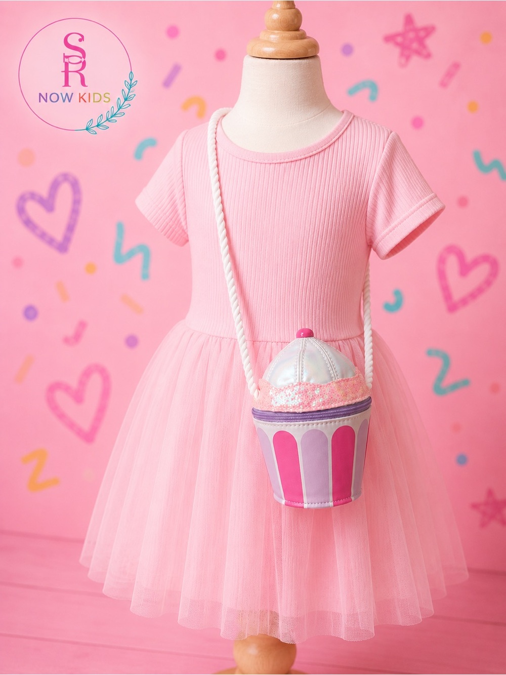 SR Now Kids Cupcake Crossbody Bag Pink Glitter Novelty Purse NWOT Girls